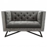 Armen Living Regis Contemporary Chair In Gray Fabric with Black Metal Finish Legs And Antique Brown Nailhead Accents 01