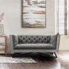 Armen Living Regis Contemporary Loveseat in Grey Fabric with Black Metal Finish Legs and Antique Brown Nailhead Accents - Lifestyle