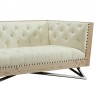 Armen Living Regis Sofa in Cream Fabric with Black Metal Finish Legs and Antique Brown Nailhead Accents Half