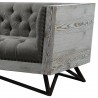 Armen Living Regis Contemporary Sofa in Grey Fabric with Black Metal Finish Legs and Antique Brown Nailhead Accents - Leg Close-Up