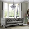 Armen Living Regis Contemporary Sofa in Grey Fabric with Black Metal Finish Legs and Antique Brown Nailhead Accents - Lifestyle 1