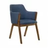 Armen Living Renzo Blue Fabric and Walnut Wood Dining Side Chairs - Side Angle - Armen Living Renzo Blue Fabric and Walnut Wood Dining Side Chairs - Side Angle