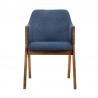 Armen Living Renzo Blue Fabric and Walnut Wood Dining Side Chairs - Front