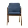 Armen Living Renzo Blue Fabric and Walnut Wood Dining Side Chairs - Front - Armen Living Renzo Blue Fabric and Walnut Wood Dining Side Chairs - Front