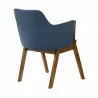 Armen Living Renzo Blue Fabric and Walnut Wood Dining Side Chairs - Back - Armen Living Renzo Blue Fabric and Walnut Wood Dining Side Chairs - Back