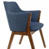 Armen Living Renzo Blue Fabric and Walnut Wood Dining Side Chairs - Side
