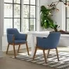 Armen Living Renzo Blue Fabric and Walnut Wood Dining Side Chairs - Armen Living Renzo Blue Fabric and Walnut Wood Dining Side Chairs