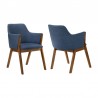 Armen Living Renzo Blue Fabric and Walnut Wood Dining Side Chairs -  Set