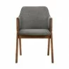Armen Living Renzo Charcoal Fabric and Walnut Wood Dining Side Chairs - Front - Armen Living Renzo Charcoal Fabric and Walnut Wood Dining Side Chairs - Front