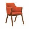 Armen Living Renzo Orange Fabric and Walnut Wood Dining Side Chairs - Side Angle