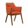 Armen Living Renzo Orange Fabric and Walnut Wood Dining Side Chairs - Side Angle - Armen Living Renzo Orange Fabric and Walnut Wood Dining Side Chairs - Side Angle