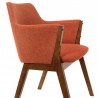 Armen Living Renzo Orange Fabric and Walnut Wood Dining Side Chairs - Side View