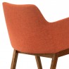 Armen Living Renzo Orange Fabric and Walnut Wood Dining Side Chairs - Half View