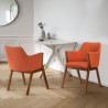 Armen Living Renzo Orange Fabric and Walnut Wood Dining Side Chairs