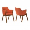 Armen Living Renzo Orange Fabric and Walnut Wood Dining Side Chairs -  Set