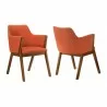 Armen Living Renzo Orange Fabric and Walnut Wood Dining Side Chairs -  Set - Armen Living Renzo Orange Fabric and Walnut Wood Dining Side Chairs -  Set