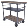 Reign Industrial Kitchen Cart in Industrial Grey and Pine Wood - Angled