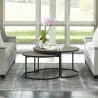 Armen Living Rina Concrete and Black Metal 2 Piece Nesting Coffee Table Set in Natural - Armen Living Rina Concrete and Black Metal 2 Piece Nesting Coffee Table Set in Natural