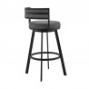 Armen Living Roman Gray Faux Leather And Black Metal Swivel Bar And Counter Stool 006