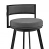 Armen Living Roman Gray Faux Leather And Black Metal Swivel Bar And Counter Stool 004