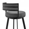 Armen Living Roman Gray Faux Leather And Black Metal Swivel Bar And Counter Stool 005