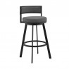 Armen Living Roman Gray Faux Leather And Black Metal Swivel Bar And Counter Stool 001