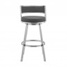 Armen Living Roman Gray Faux Leather and Brushed Stainless Steel Swivel Bar And Counter Stool 02