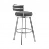Armen Living Roman Gray Faux Leather and Brushed Stainless Steel Swivel Bar And Counter Stool 06