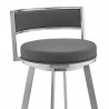 Armen Living Roman Gray Faux Leather and Brushed Stainless Steel Swivel Bar And Counter Stool 05