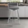 Armen Living Roman Gray Faux Leather and Brushed Stainless Steel Swivel Bar And Counter Stool 01
