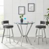 Armen Living Roman Gray Faux Leather and Brushed Stainless Steel Swivel Bar And Counter Stool