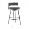 Armen Living Roman Gray Faux Leather and Brushed Stainless Steel Swivel Bar And Counter Stool 03