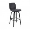 Armen Living Renee Swivel Grey Faux Leather And Black Wood Bar Stool In Gray 004
