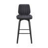 Armen Living Renee Swivel Grey Faux Leather And Black Wood Bar Stool In Gray 001