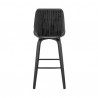 Armen Living Renee Swivel Grey Faux Leather And Black Wood Bar Stool In Gray 003