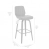 Armen Living Renee Swivel Grey Faux Leather And Black Wood Bar Stool In Gray 008