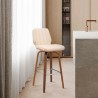 Armen Living Renee Swivel Faux Leather And Walnut Wood Bar Stool