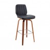 Renee Swivel Grey Faux Leather and Walnut Wood Bar Stool 001