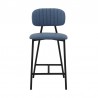 Rococo 26" Blue Faux Leather and Metal Counter Height Bar Stool 003