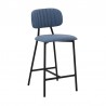 Rococo 26" Blue Faux Leather and Metal Counter Height Bar Stool 002