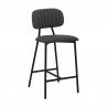 Rococo 26" Gray Faux Leather and Metal Counter Height Bar Stool 001