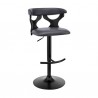 Armen Living Ruth Adjustable Swivel Grey Faux Leather And Black Wood Bar Stool With Black Base In Gray 02