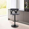 Armen Living Ruth Adjustable Swivel Grey Faux Leather And Black Wood Bar Stool With Black Base In Gray