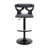 Armen Living Ruth Adjustable Swivel Grey Faux Leather And Black Wood Bar Stool With Black Base In Gray 01