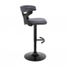 Armen Living Ruth Adjustable Swivel Grey Faux Leather And Black Wood Bar Stool With Black Base In Gray 03