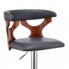 Ruth Adjustable Swivel Grey Faux Leather and Walnut Wood Bar Stool with Chrome Base 05