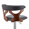 Ruth Adjustable Swivel Grey Faux Leather and Walnut Wood Bar Stool with Chrome Base 04