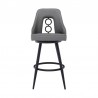 Armen Living Ruby Counter Height Swivel Grey Faux Leather And Black Metal Bar Stool 001