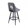 Armen Living Ruby Counter Height Swivel Grey Faux Leather And Black Metal Bar Stool 004