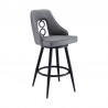 Armen Living Ruby Counter Height Swivel Grey Faux Leather And Black Metal Bar Stool 003